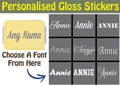 Personalize Your Name Text Decal Stickers Water Bottle Lunch Box Label • £1.49