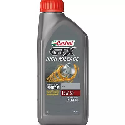Castrol GTX High Mileage Premium Mineral Engine Oil 15W-50 1L 3413803 • $23.76