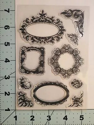 Vintage Scroll Frame Clear Stamps Stamping Card Making Clay FAST Free Shipping • $11.19