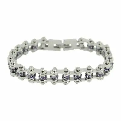 Imitation Alexandrite Ladies Birthstone June Bike Chain Bracelet 170 • $29.95