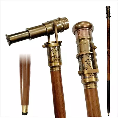 Unique Foldable Steampunk Walking Cane Engraved Brass Handle Ideal Gifting Stick • $37.34