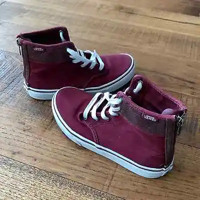 VANS Sk8-Hi Glitter Maroon Burgundy High Tops Sneakers Missy Size US 3 • $19