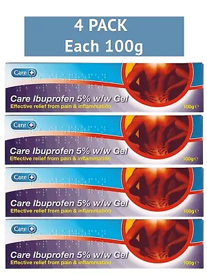 Care Ibuprofn Gel 5% Sport Injuries Relief & Anti Inflammatory Backache 4x 100g • £16.59