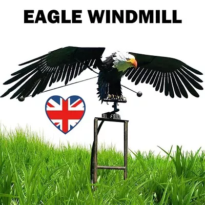 Flying Eagle Windmill Iron Wind Spinners Eagle Stakes For Outdoor Lawn Courtyard • £12.19