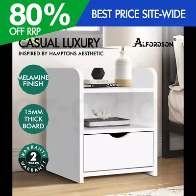 ALFORDSON Bedside Table Nightstand Storage Cabinet Side End Drawers White • $54.95