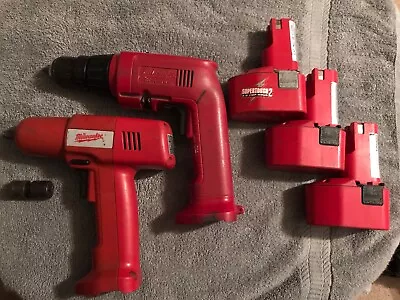 Vintage Milwaukee 12V Impact 3/8 & Drill 3 Batteries • $15