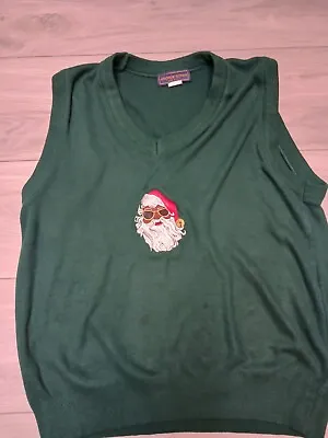 Vintage Andrew Rohan Vest Men’s M Green V Neck 90s Santa Christmas USA Pre-owned • $20