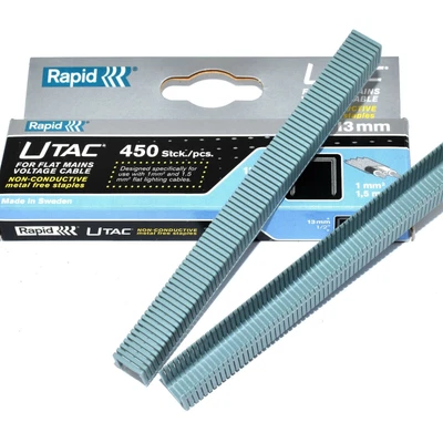 £6.99 • Buy RAPID UTAC 13mm METAL FREE STAPLES FOR FLAT MAIN VOLTAGE CABLES 24038200