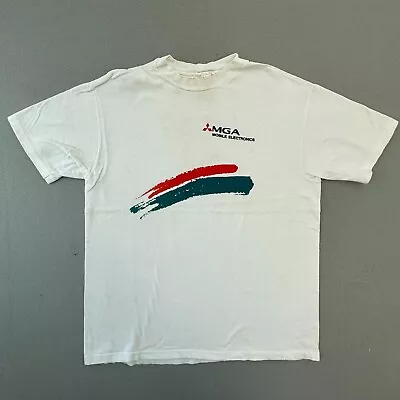 VINTAGE Mitsubishi MGA Mobile Electronics Shirt Mens Large White 90s • $19.80