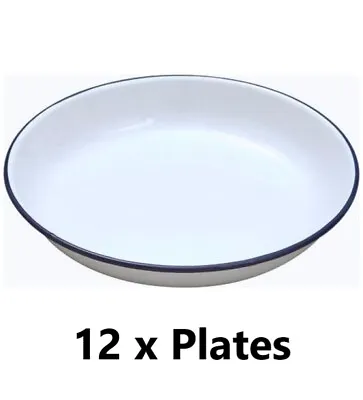 12 X Falcon Traditional Genuine Enamel 20cm Rice Pasta Deep Plate White Enamel  • £39.95