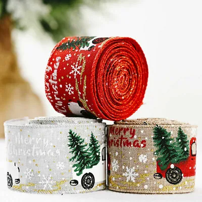 £3.98 • Buy 5M Wire Edge Ribbon Hessian Christmas Tree Vintage Car Craft Gift Wrap Bow Cake