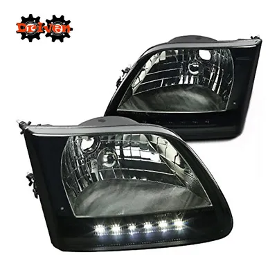 97-03 Ford F150 Truck Harley Lighting SVT Black Euro Headlights W/LED DRL • $104.99