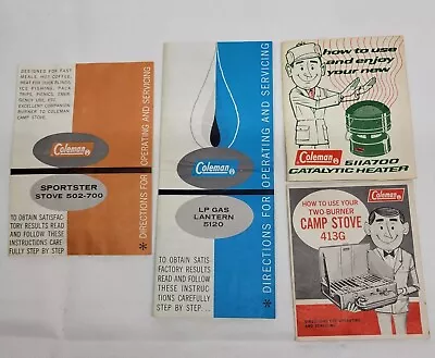 Vintage Coleman Instruction Manuals LP Gas Lantern Catalytic Heater 2 Stoves • $45