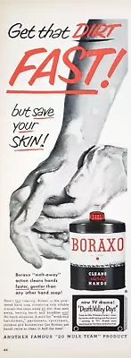 Boraxo Powdered Hand Soap 1952 Vtg PRINT AD 5x13 Get That Dirt Fast • $11.25