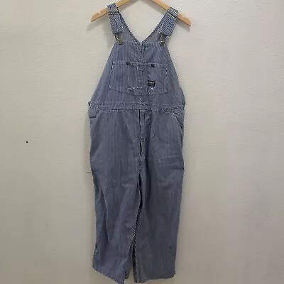 Vintage Oshkosh Union Made Sanforized Hickory Striped Low Back Overalls Rare Bib • $55