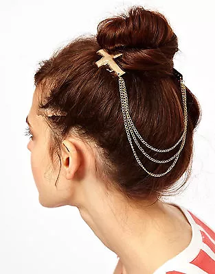 £6.11 • Buy Women Lady Boho Cross Gold Color Party Chain Tassle Comb Hair Cuff Head Band 