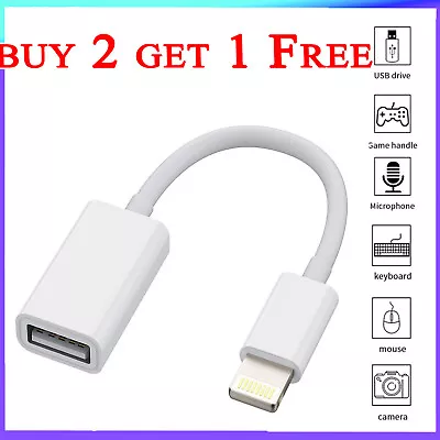 USB 3.0 Female To IOS Pina Male OTG Adapter Cable Camera For  IPhone IPad Air • £3.78