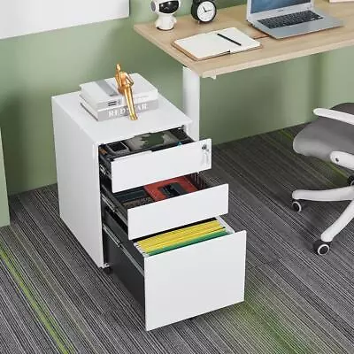 $142.68 • Buy 3 Drawer Mobile File Cabinet With Lock Steel File Cabinet