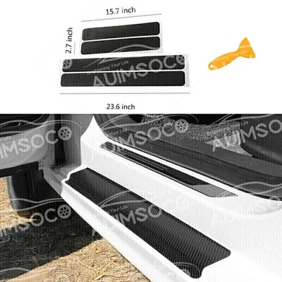 $13.06 • Buy Car Accessories Carbon Fiber Stickers Door Sill Protector For SUV Sedan Parts