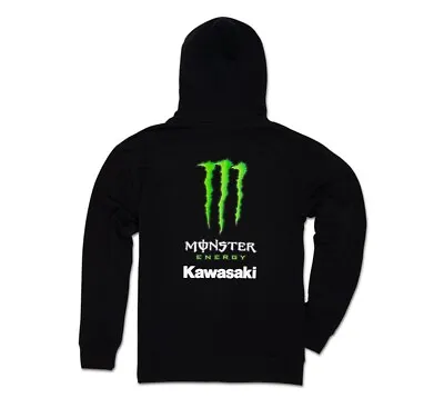 Monster Energy Kawasaki Fleece Lined Pullover Hoodie In Black All Sizes • $64.95