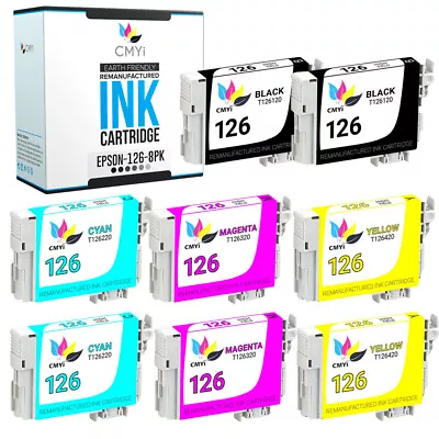 8PK T126 Black Color Ink Cartridges For Epson 126 Fits Stylus NX330 Workforce WF • $25.29