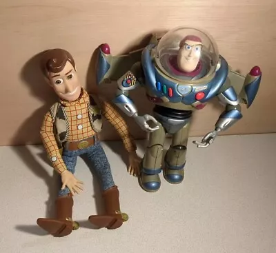 Toy Story 2 Techno Gear Buzz Lightyear 12  1990 & Woody Thinkway With Sounds  • £45