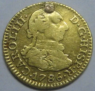 1786 Madrid 1/2 Escudo Charles Iii Spain Gold Doubloon Spanish Colonial Era  • $196