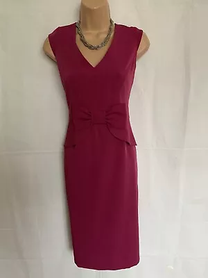 £5.99 • Buy DOROTHY PERKINS 10 Fab Pink PARTY COCKTAIL Dress With Large Bow & Peplum Waist