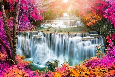 A1 | Japanese Waterfall Poster Art Print 60 X 90cm 180gsm River Japan Gift #8471 • £10.99