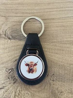 Highland Cow Metal And Leather Keyring Cow Gift Ideas Gift Ideas • £7.50