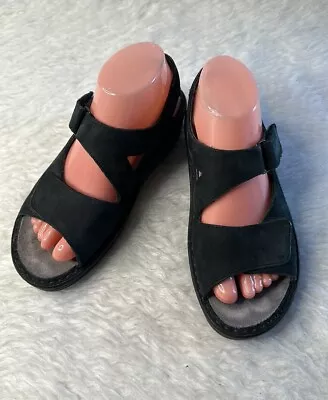 Mephisto Mobils Leather Suede Womens Black Sandals  Sz EU 37/7 • $49