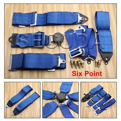 HQ Racing Harness Seat Belt - 3  Nylon 4/5/6 Point Fixing - Blue • $129.80