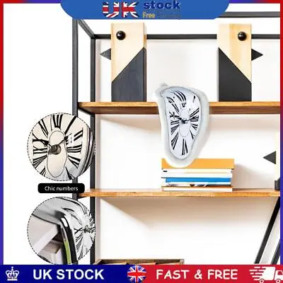 Melting Clock Modern Surrealistic Shelf Decor Distorted Clock (White) • £10.29