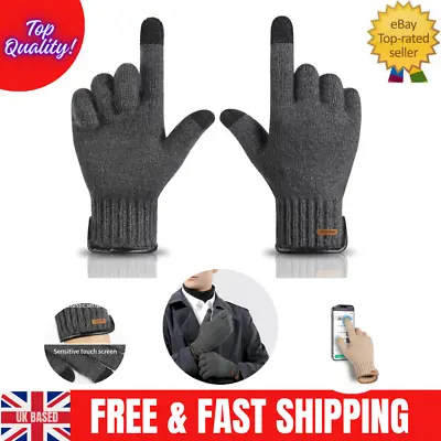 Winter Gloves For Men Women Cold Weather Knit Touchscreen Gloves Elastic Cuff  • £4.50