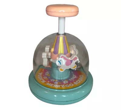 Vintage TOMY Push N’ Merry Go Round Carousel Toy Spinning Ponnies Bell • $17.95