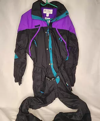 Vintage Columbia Sportswear Ski Snow Suit Mens Size L Zip Purple Black Skisuit • $100