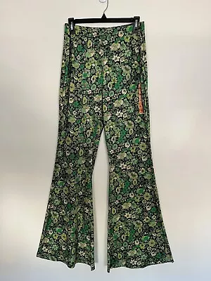 Zara Women's Floral Wide Leg Flare Pants Color Green Multi Size L NWT • $27