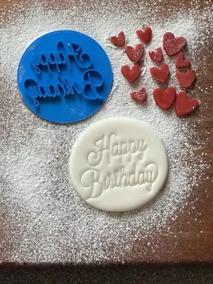 Happy Birthday Font Embosser Stamp For Icing Fondant Clay Cake Cupcake Topper • £3