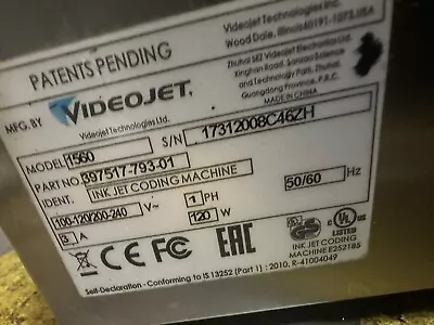 Videojet 1560 Industrial Inkjet Printer (Ld60b • $599.99