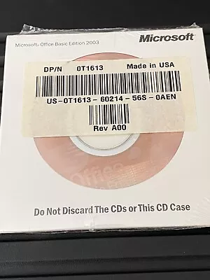 New Microsoft Office Basic Edition 2003 Dell Install CD W/Product Key OT1613 • $11.98