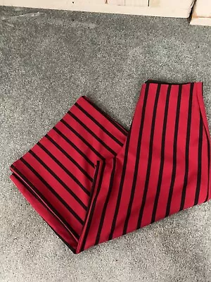 Zara Basic Red And Black Striped Cropped Trousers Pants Wide Leg Size Small • $22