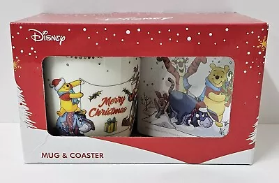 Disney 400ml Mug And Coaster Set Christmas Winnie The Pooh & Friends BNIB • $59.95