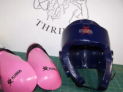 Kuma Martial Arts Sparring Gear Hand And Head Gear Blue And Pink • $17.88