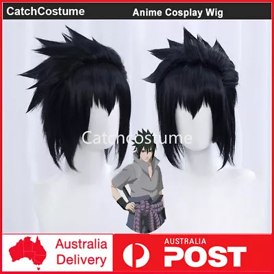 Anime Naruto Shippūden Uchiha Sasuke Cosplay Wig Black Hair For Halloween Party • $23.48