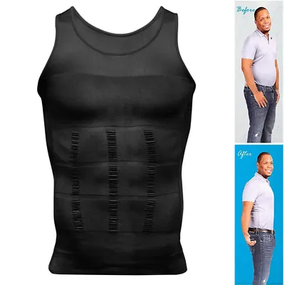 SLIMMING VEST MENS BODY SHAPER Tight Chest Belly Waist Compression Elastic Shirt • £12.79
