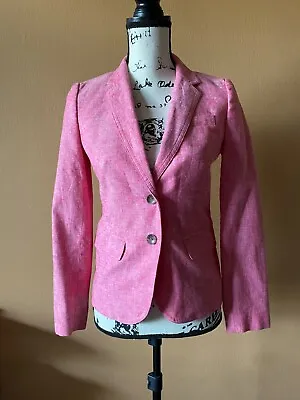 NWT J. Crew Pink Cotton Linen Blend Blazer Jacket Size 0 *flaw* • $24.99