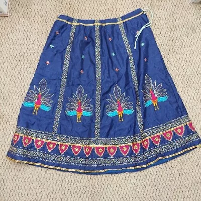 Women Skirt Homemade Boho Indian Maxi Style Mirrored Embroidered Peacock • $30