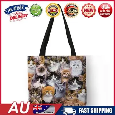 Cat Group Printed Shoulder Shopping Bag Casual Large Tote Handbag (40*40cm) AU • $10.07
