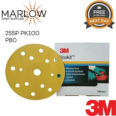 £24 • Buy 3M 50443 Hookit™ P255 150mm  Sanding Discs 15 Hole PACK OF 100 - P80 GRIT