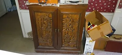 Vintage Carved Oriental Bar Cabinet • $250